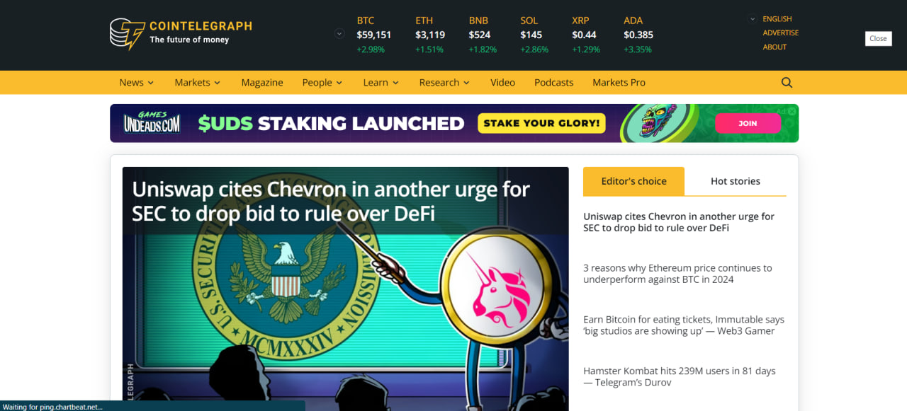 Top 20 trang tin tức crypto uy tín PHẢI BIẾT (Phần 1) 28 Coin Telegraph