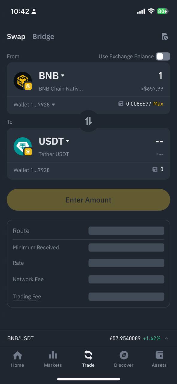 Giao diện Swap token